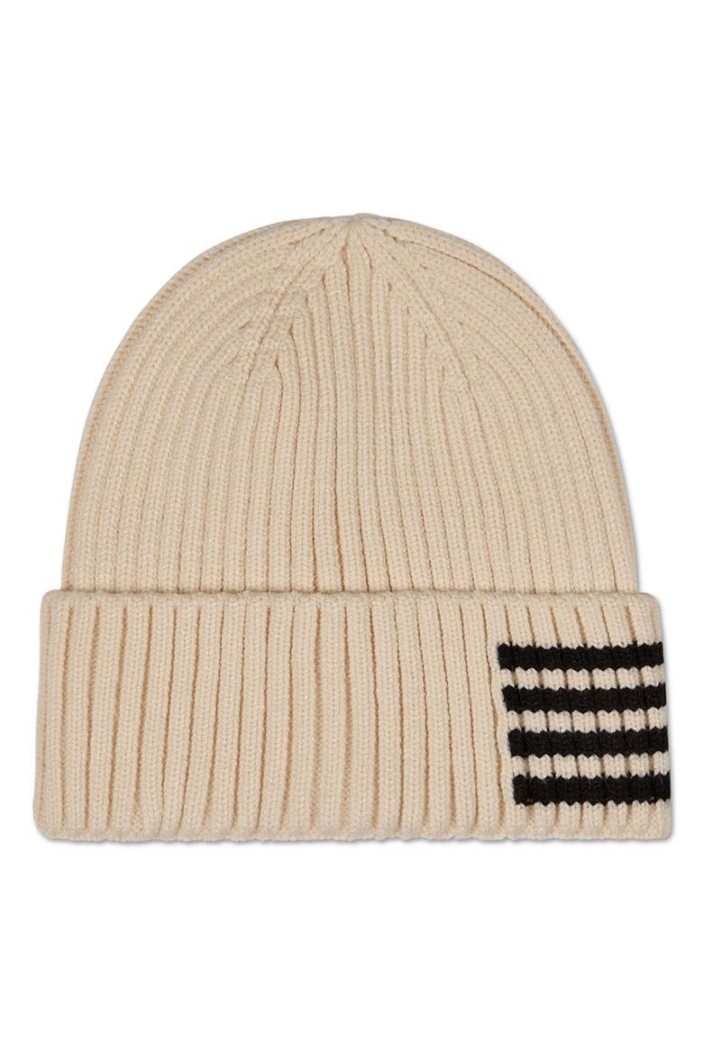 Stripe Ribbed Knit Beanie, Alternate, color, Ivory
