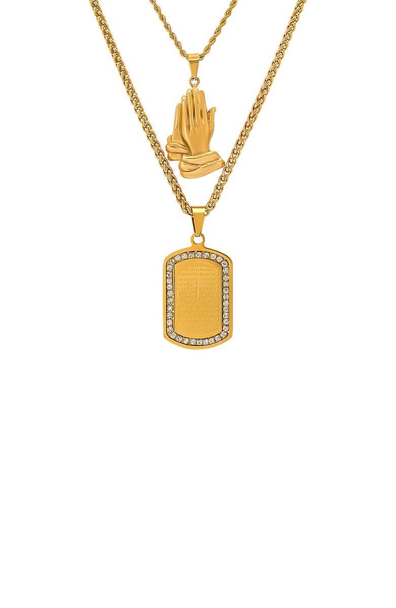 HMY JEWELRY Lord's Prayer Layered Necklace, Main, color, Yellow