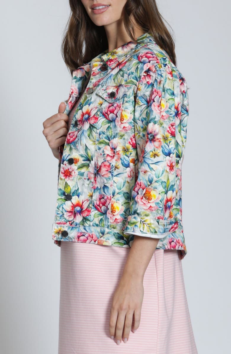 APNY Print Denim Jacket, Alternate, color, Green Multi