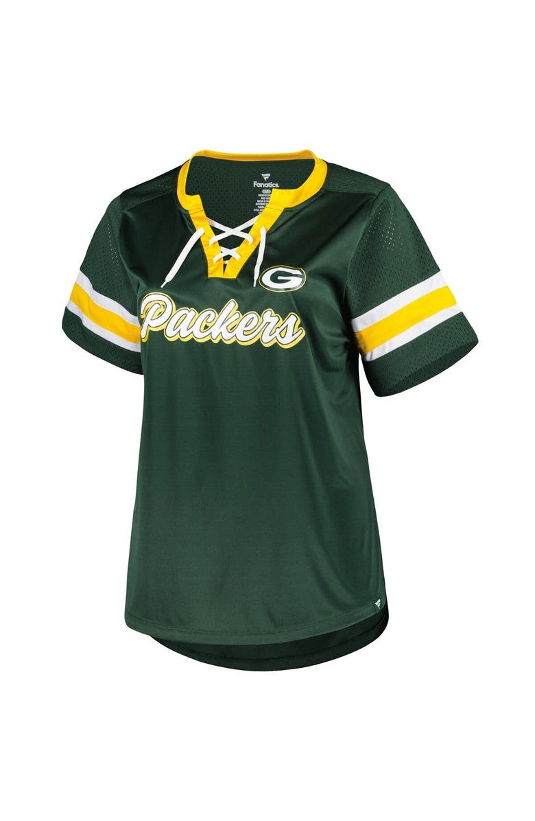 FANATICS Women's Fanatics Branded Green Green Bay Packers Plus Size Original State Lace-Up T-Shirt, Alternate, color, 