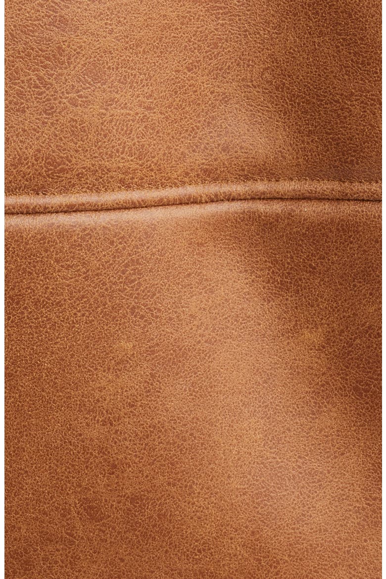 Double Breasted Faux Shearling Coat, Alternate, color, COGNAC / WHITE