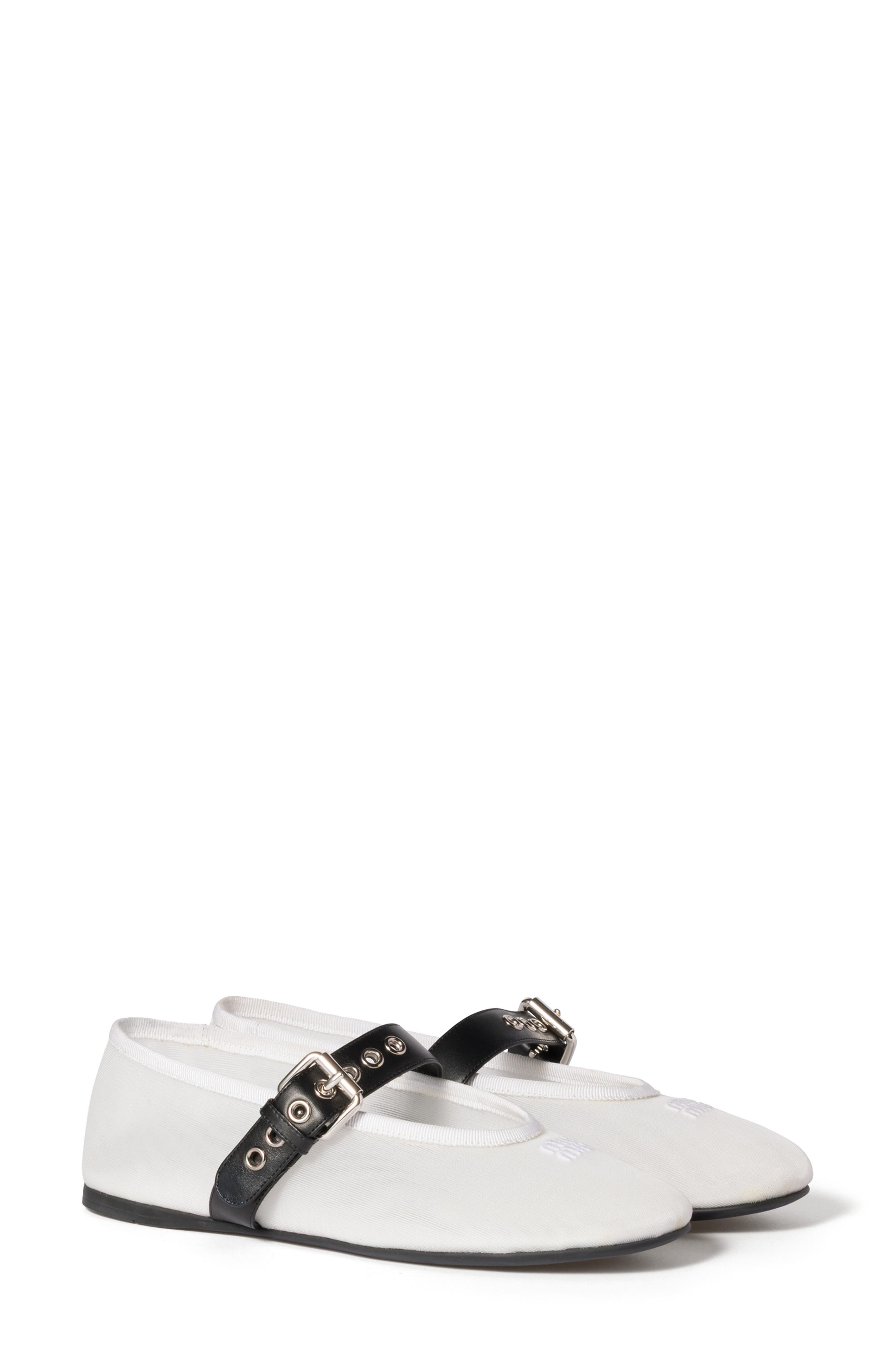 Miu Miu Mary Jane Ballet Flat, Main, color, Bianco