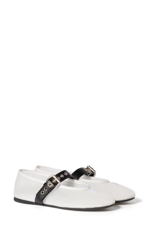 Miu Miu Mesh Buckle Mary-jane Ballerina Flats In White