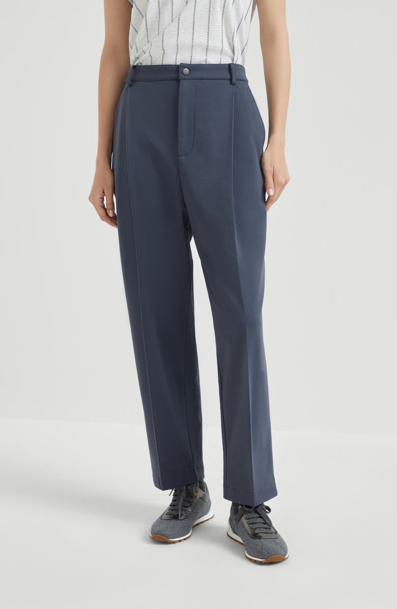 Brunello Cucinelli Cropped trousers, Alternate, color, Navy Blue