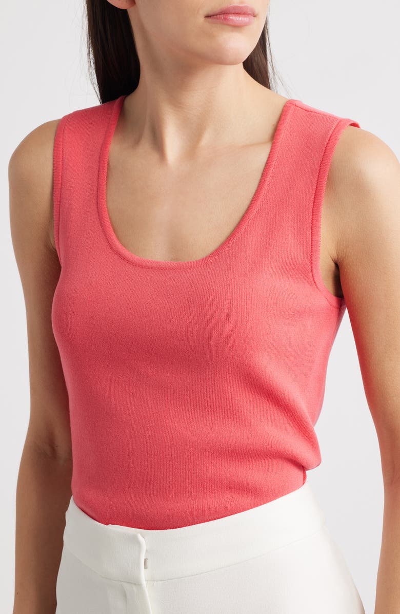Tahari ASL Scoop Neck Sweater Tank, Alternate, color, Sunset