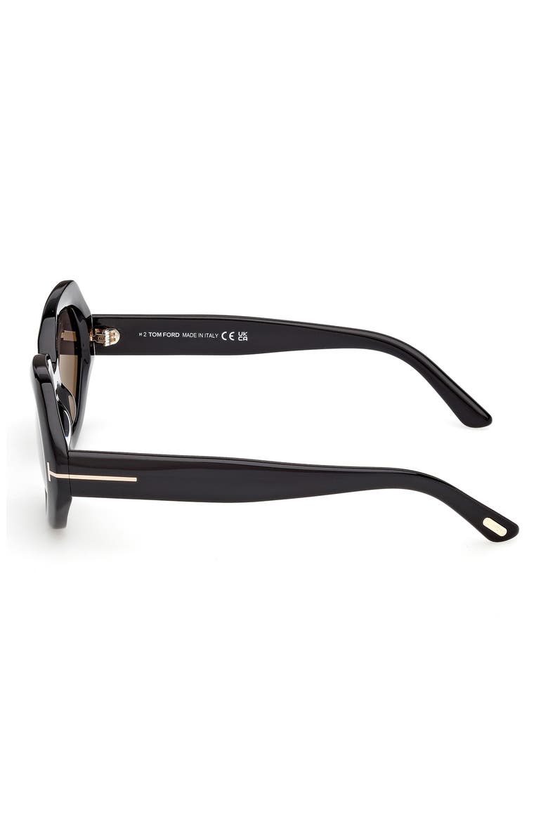 51mm Geometric Sunglasses, Alternate, color, SHINY BLACK / SMOKE