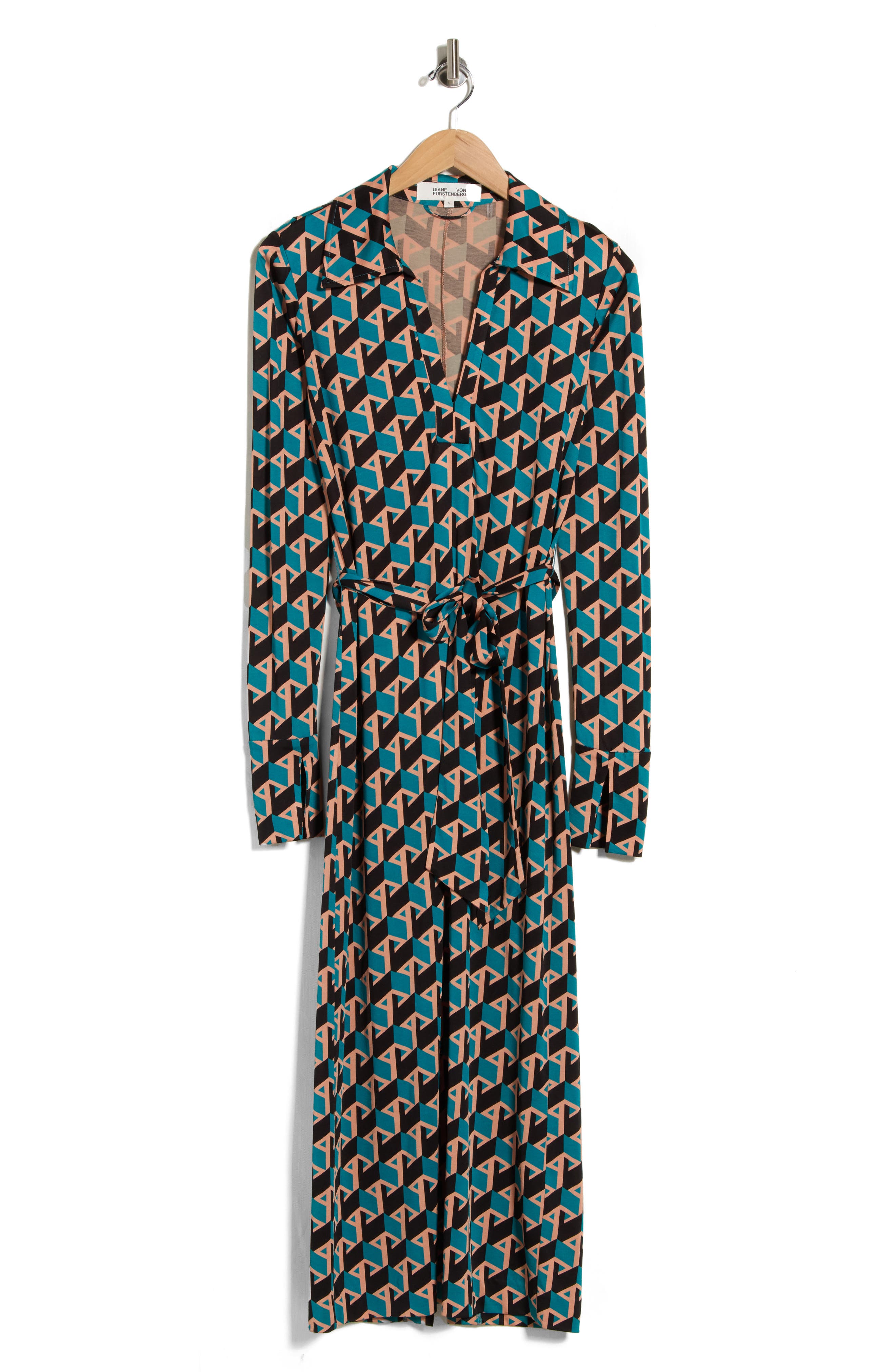 Bianco Geo Print Long Sleeve Dress