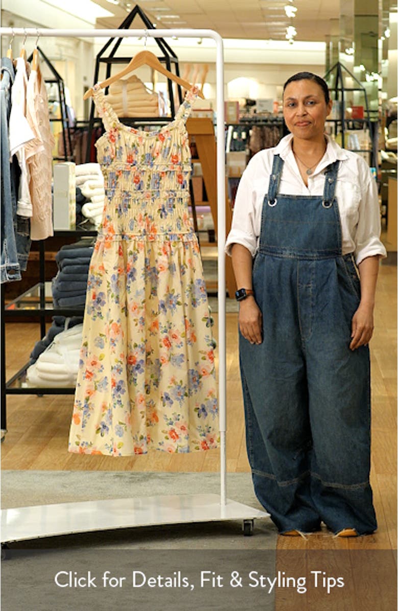 Enola Shirred Ruffle Trim Midi Dress, sales video thumbnail