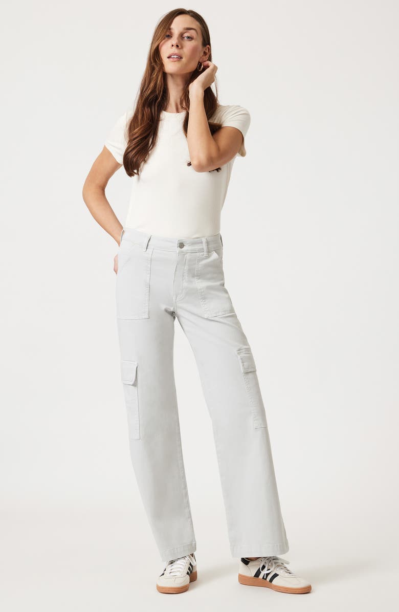Mavi Jeans Alva High Waist Straight Leg Cargo Pants, Alternate, color, Ivory Casual Twill