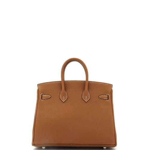 Pre-owned Hermes  Hermes Birkin Handbag Brown Togo With Palladium Hardware 25 In Gold