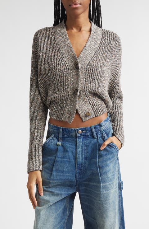 Split Hem Rib Crop Cardigan