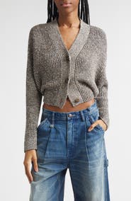 R13 Split Hem Rib Crop Cardigan