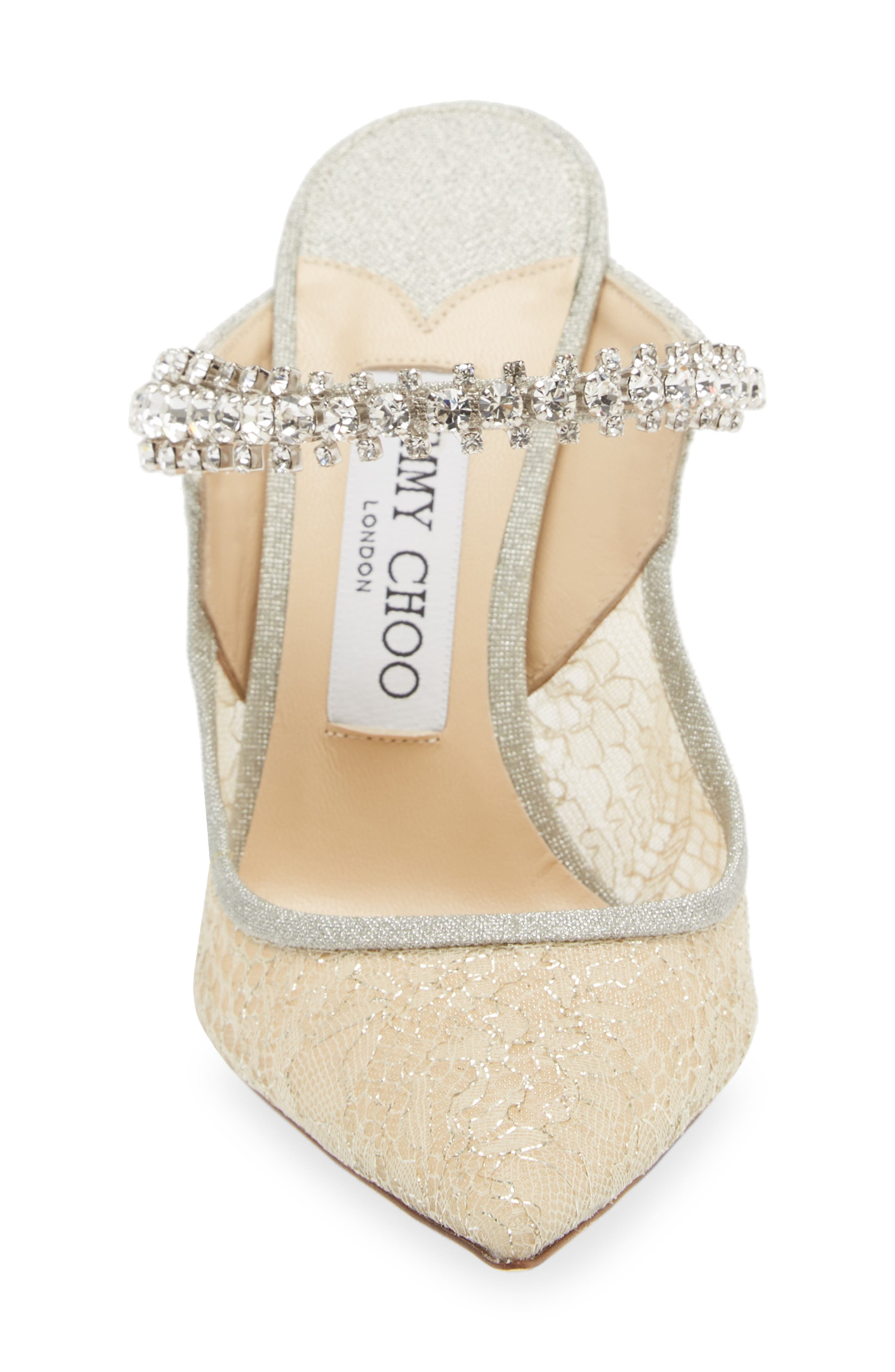 Jimmy Choo Bing Crystal Embellished Metallic Lace Mule, Alternate, color, 