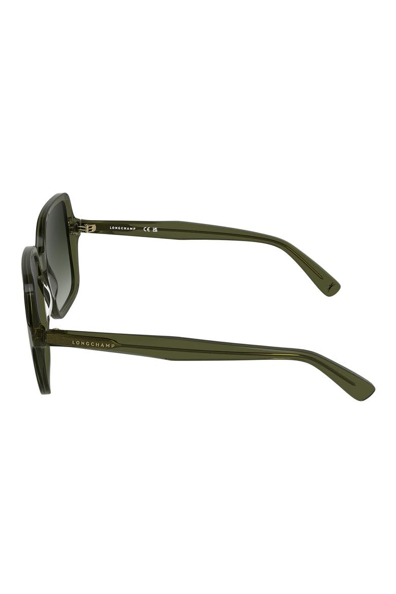 Le Pliage 57mm Gradient Modified Rectangular Sunglasses, Alternate, color, TRANSPARENT KHAKI