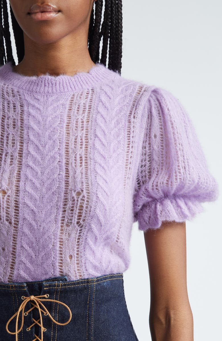 Ulla Johnson Mavis Mixed Stitch Alpaca Blend Sweater, Alternate, color, Lavender