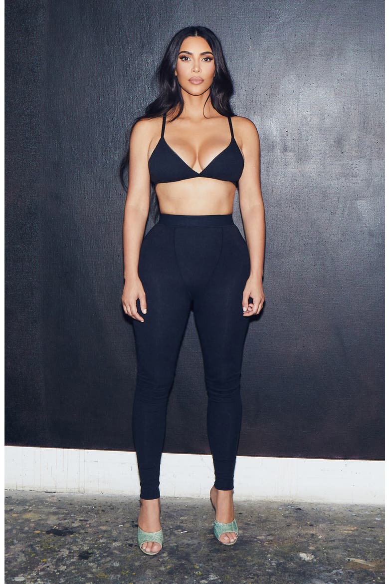 Pointelle Logo Triangle Bralette, Alternate, color, SOOT