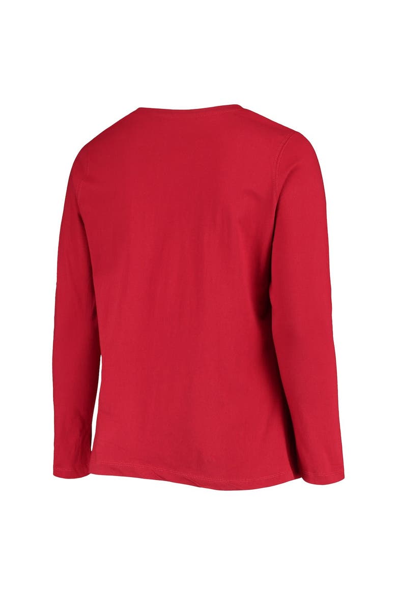 Women's Crimson Oklahoma Sooners Plus Size Campus Arch Logo 2-Hit Scoop Neck Long Sleeve T-Shirt, Alternate, color, Crimson