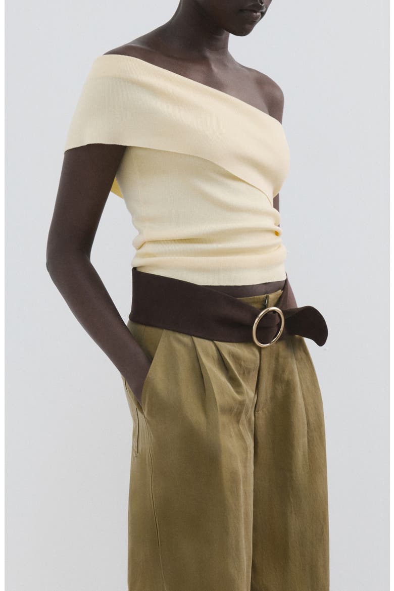 Off the Shoulder Rib Top, Alternate, color, VANILLA