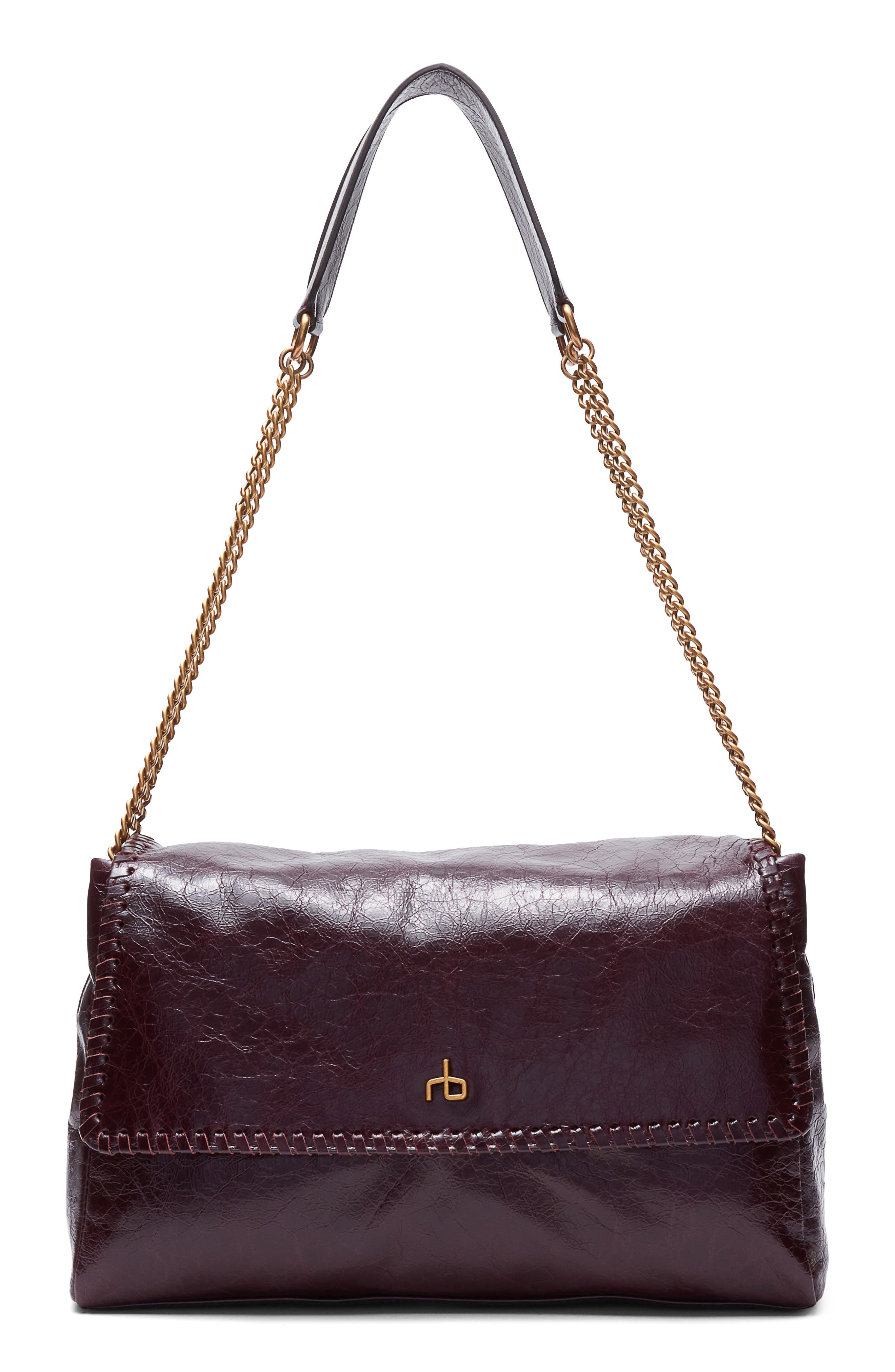 rag 
bone Large Chelsea Flap Leather Convertible Shoulder Bag, Main, color, Blackberry
