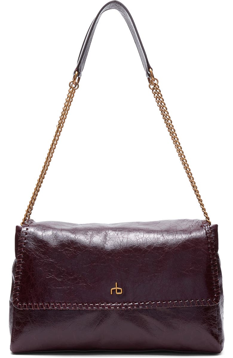 rag & bone Large Chelsea Flap Leather Convertible Shoulder Bag, Main, color, Blackberry