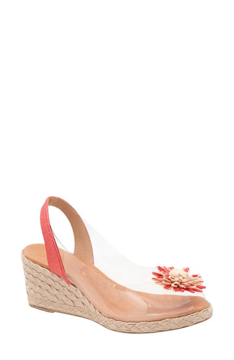 Slingback Espadrille Peep Toe Wedge Sandal (Women)