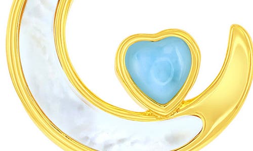 Simona Mother-of-pearl & Larimar Crescent Moon Pendant Necklace In Gold