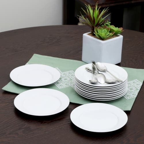 Gibson Home Noble Court 7.5 Inch Dessert Plate Set , Set Of 12 In White