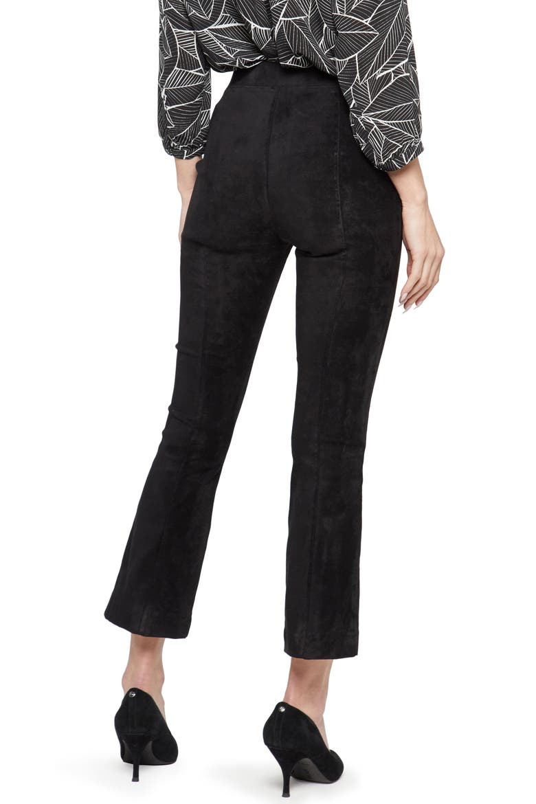 Pull-On Ankle Slim Bootcut Faux Suede Pants, Alternate, color, BLACK