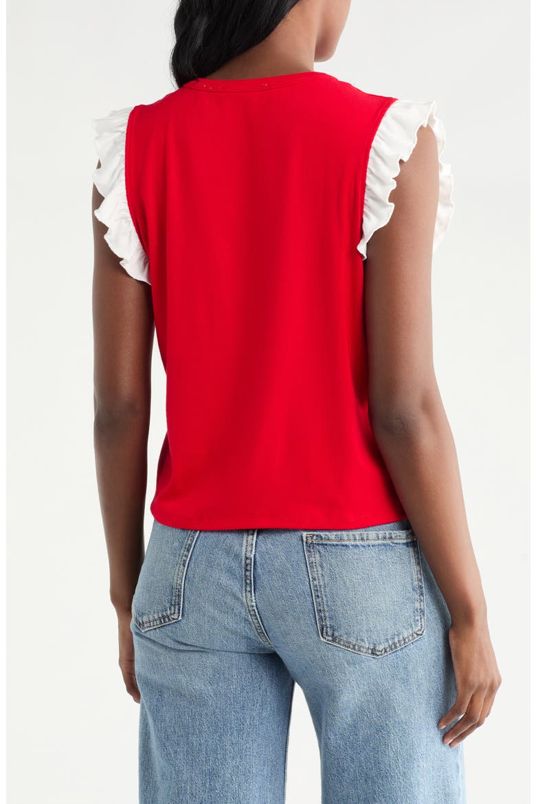 Ruffle Sleeveless Top, Alternate, color, RED/ BLACK