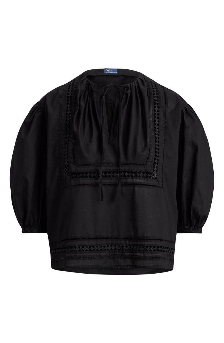 Polo Ralph Lauren Lace Detail Cotton Top, Alternate, color, Polo Black