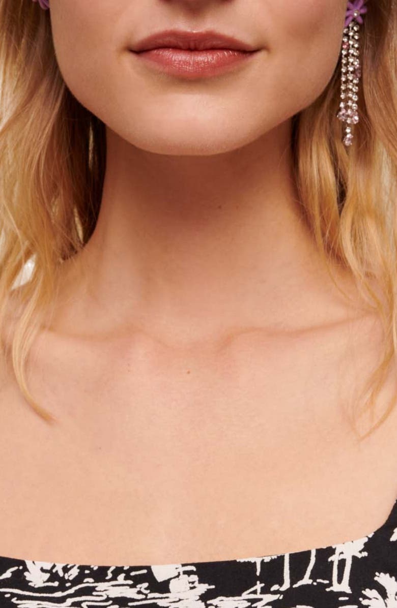 maje Limier Crop Top, Alternate, color, Black Palm