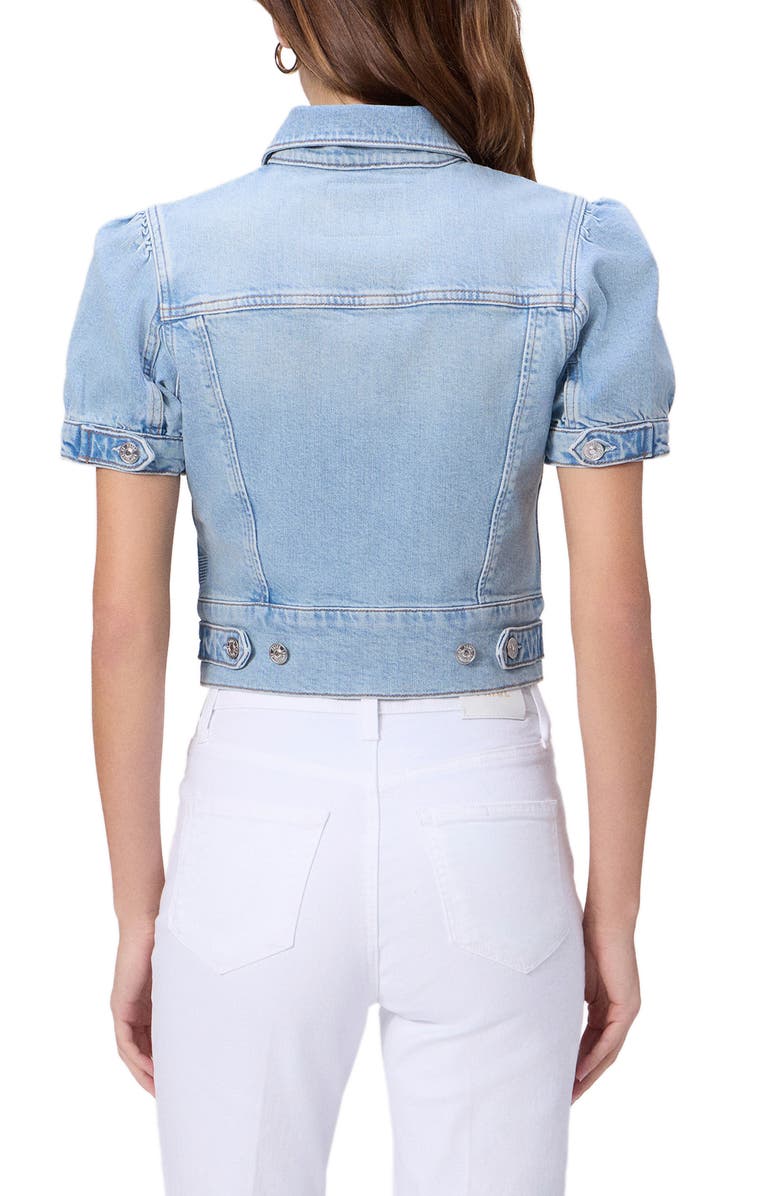 PAIGE Kendra Short Sleeve Crop Denim Jacket, Alternate, color, Glide