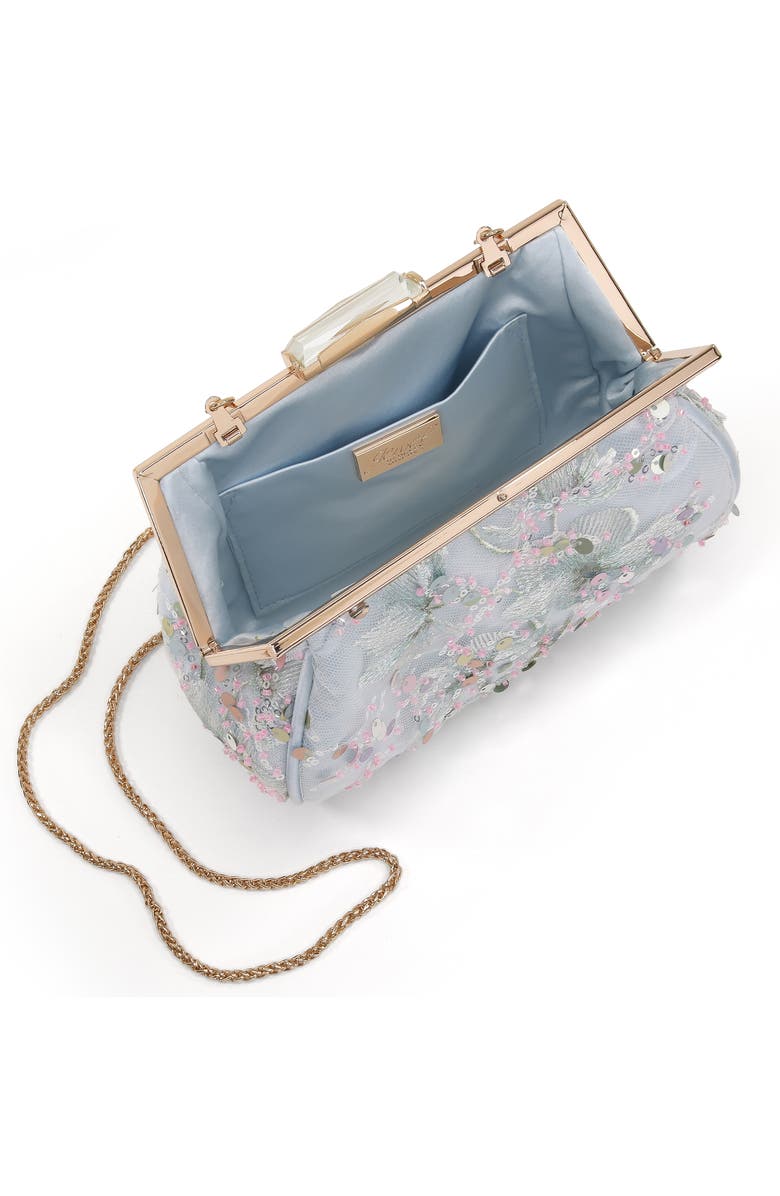 Jewel Badgley Mischka Iris Floral Embroidered and Sequin Signature Pouch Clutch, Alternate, color, Blue