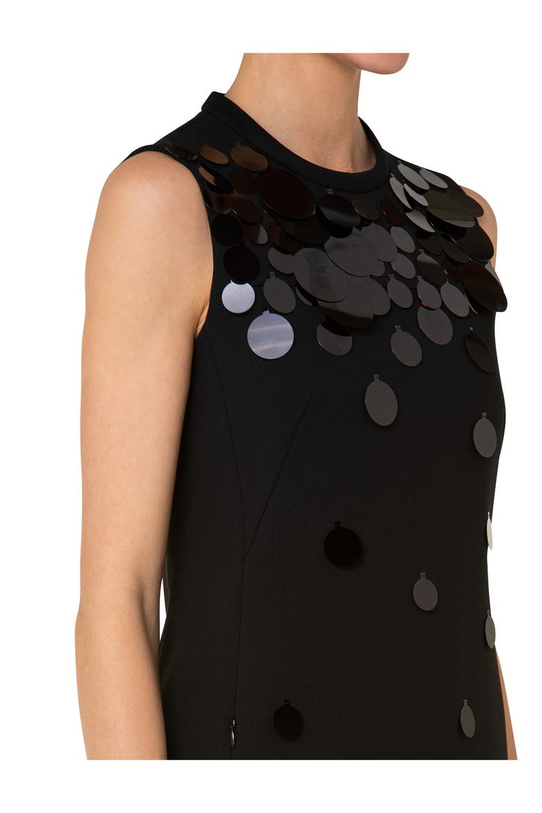 Paillette Sleeveless Stretch Wool Shift Dress, Alternate, color, BLACK