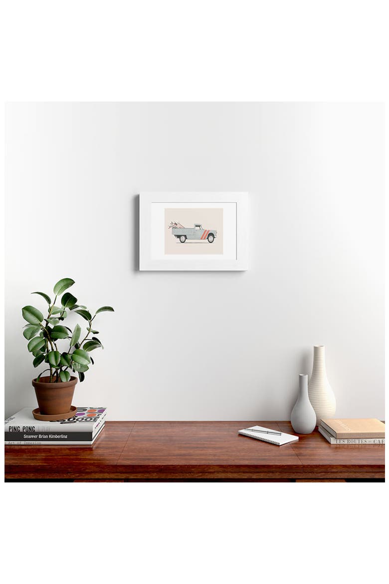 Surfboard Pick Up Van Framed Art Print, Alternate, color, WHITE FRAME 13X19