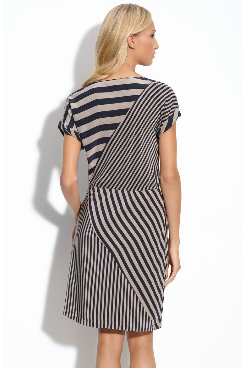 Stripe Silk Shift Dress, Alternate, color, DARK INK / TAUPE