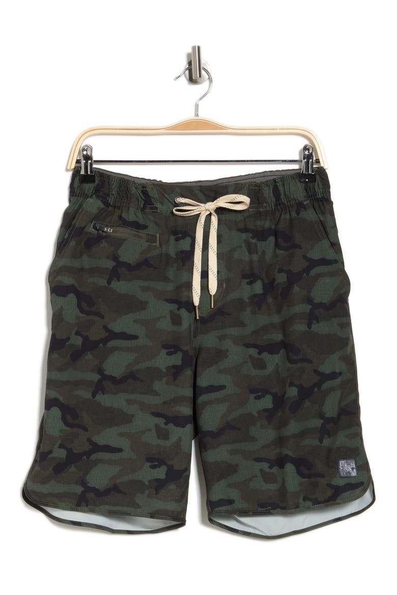 Camo Windjammer Shorts, Alternate, color, GREEN CAMO