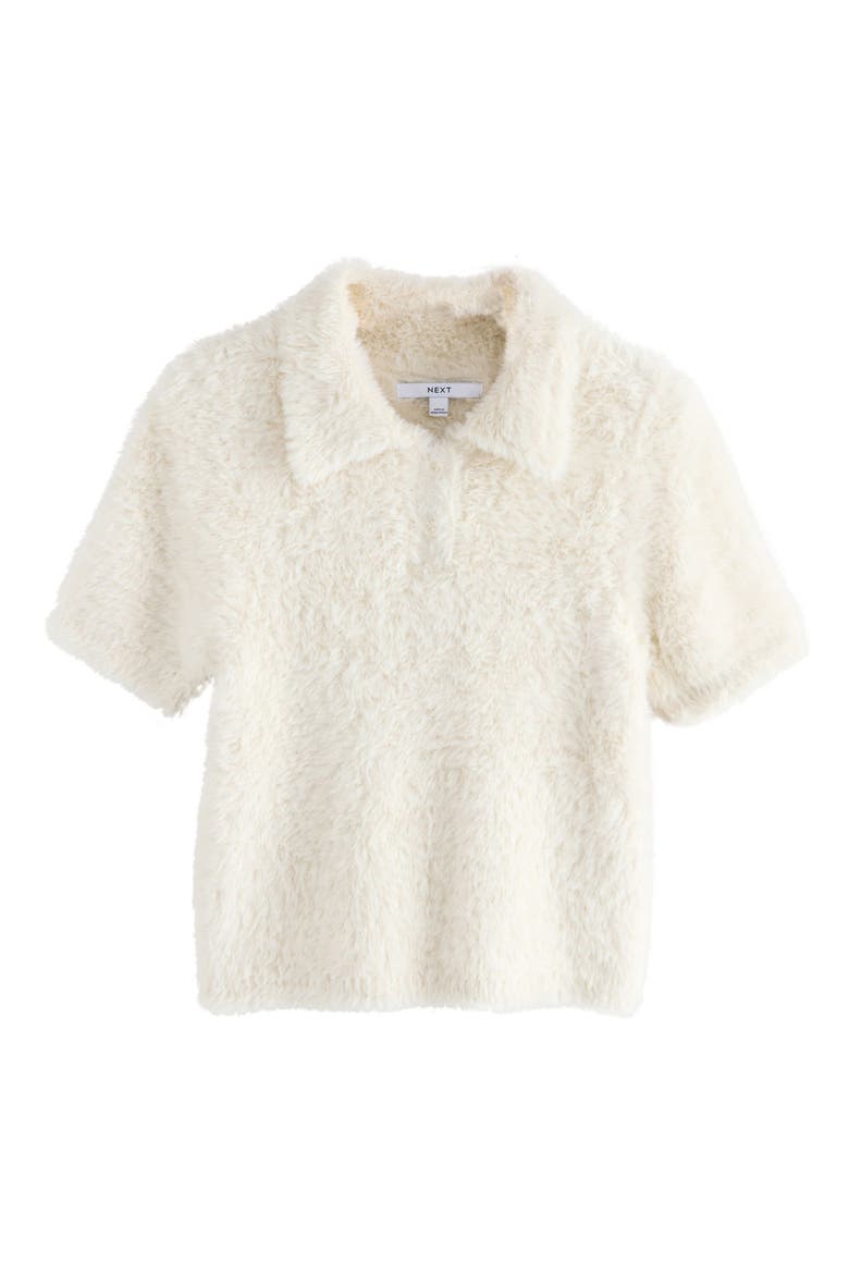 Fluffy Faux Fur Collared Shirt, Main, color, ECRU