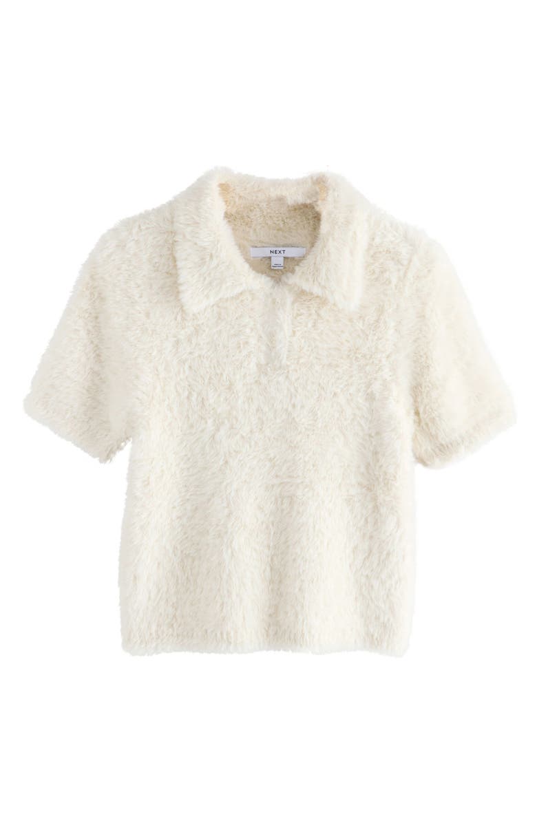 NEXT Fluffy Faux Fur Collared Shirt, Main, color, Ecru