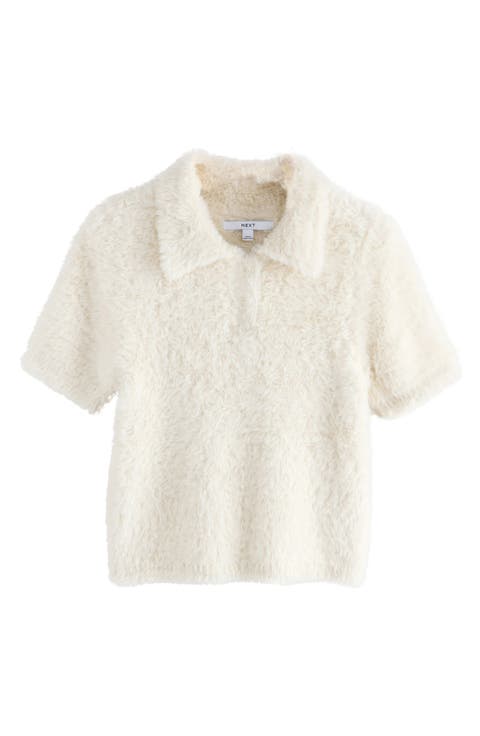 Fluffy Faux Fur Collared Shirt