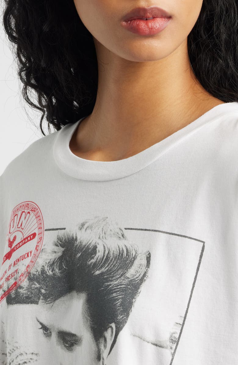 Daydreamer Sun Records Elvis Long Sleeve Cotton Graphic T-Shirt, Alternate, color, Bleach White