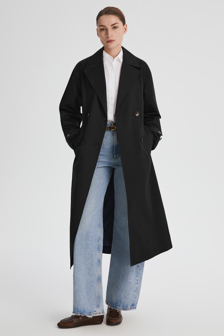 Maxi Oversized Trench Coat, Main, color, Black