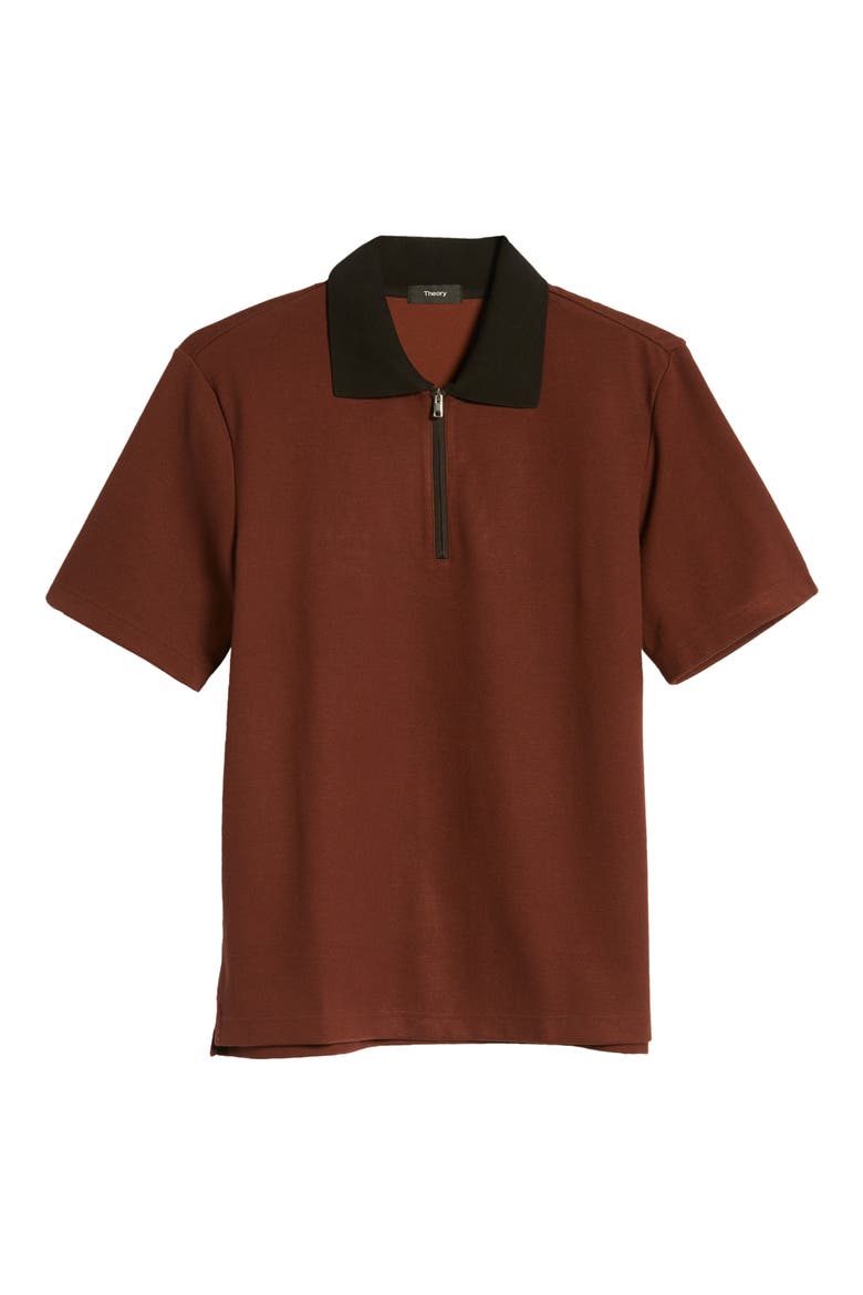 Carsone Short Sleeve Piqué Zip Polo, Alternate, color, DARK PIMENTO MULTI