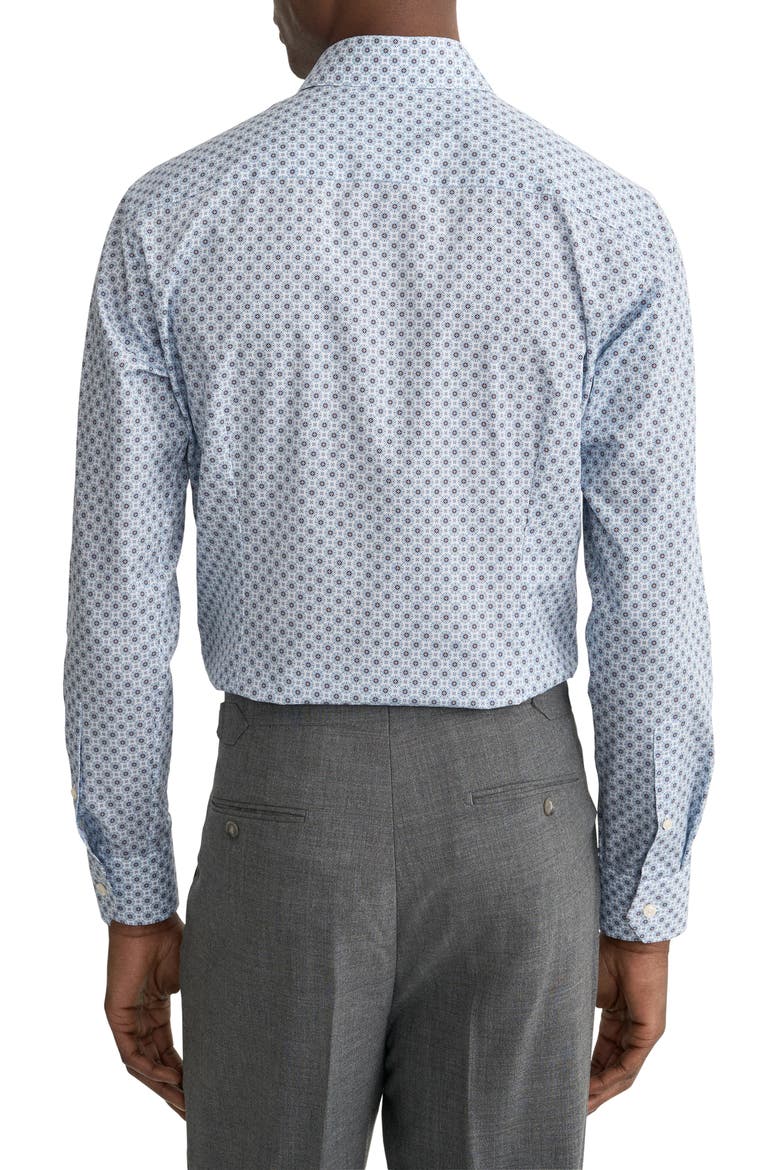 Slim Fit Diamond Geometric Print Dress Shirt, Alternate, color, DARK BLUE