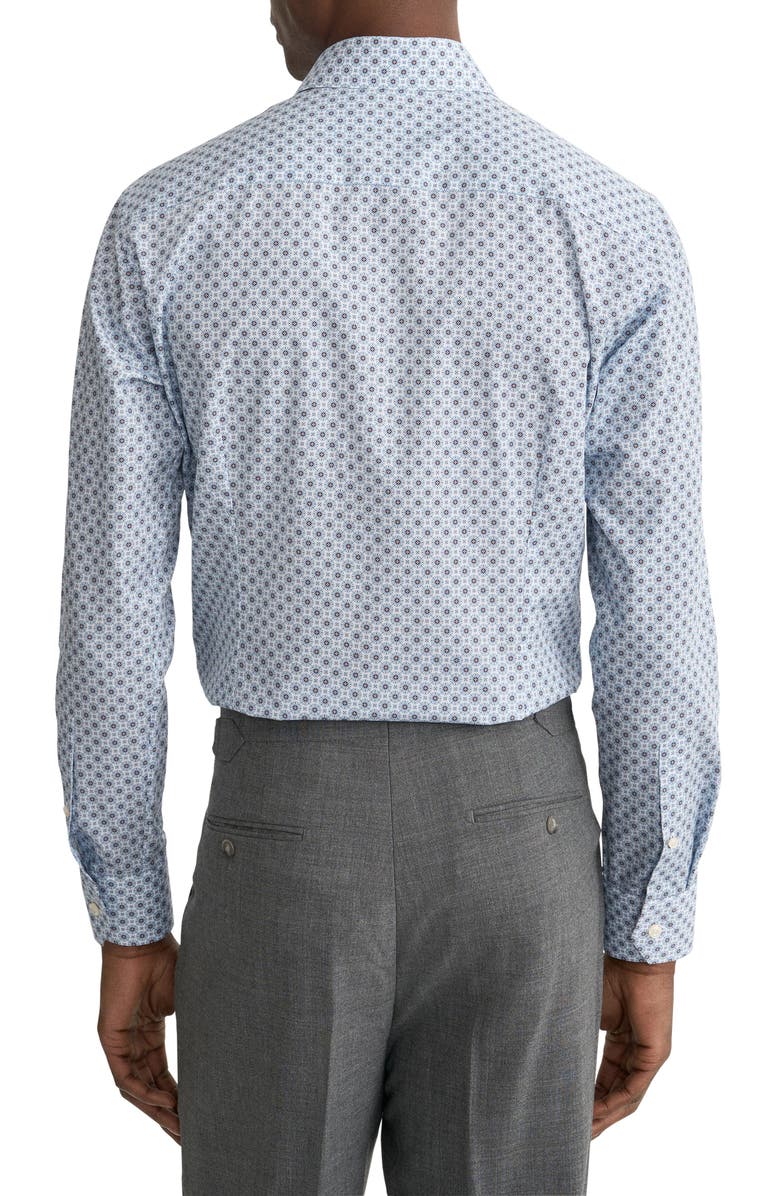 Eton Slim Fit Diamond Geometric Print Dress Shirt, Alternate, color, Dark Blue