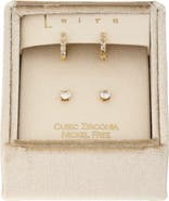 Leith Set of 2 Cubic Zirconia Stud & Huggie Hoop Earrings