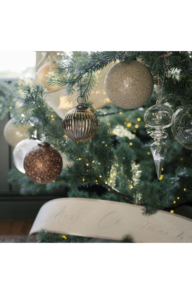 CG Hunter 4" Beaded Cream Glass Ornament, Alternate, color, Crème