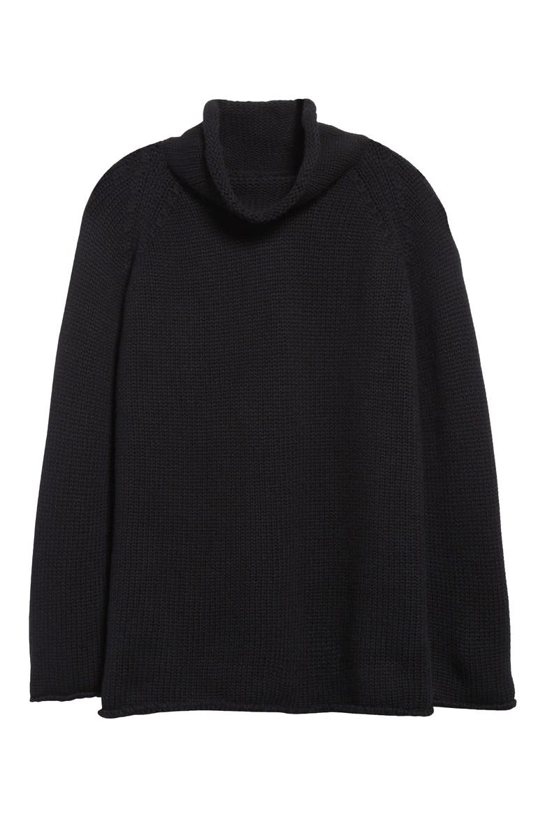 Cashmere Funnel Neck Sweater, Alternate, color, BLACK