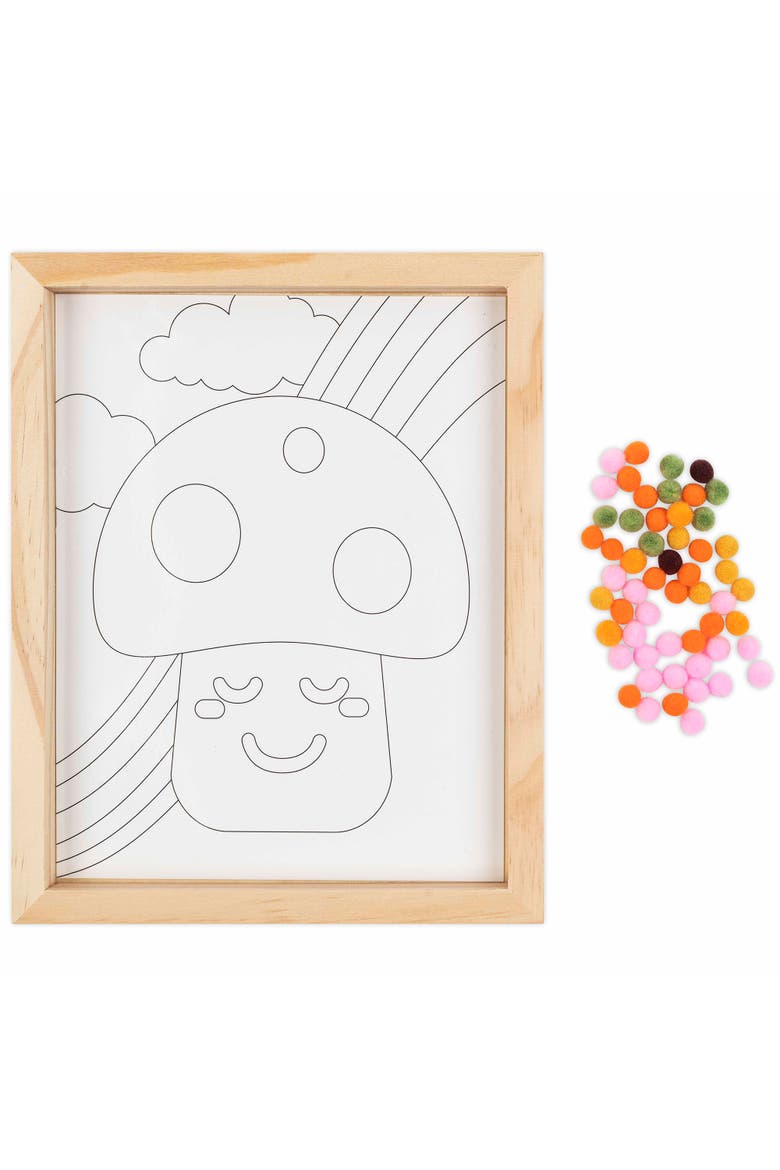 Pom Art Kit, Fuzzy Mushroom, Diy Peel & Stick Craft Set, Alternate, color, Multicolored