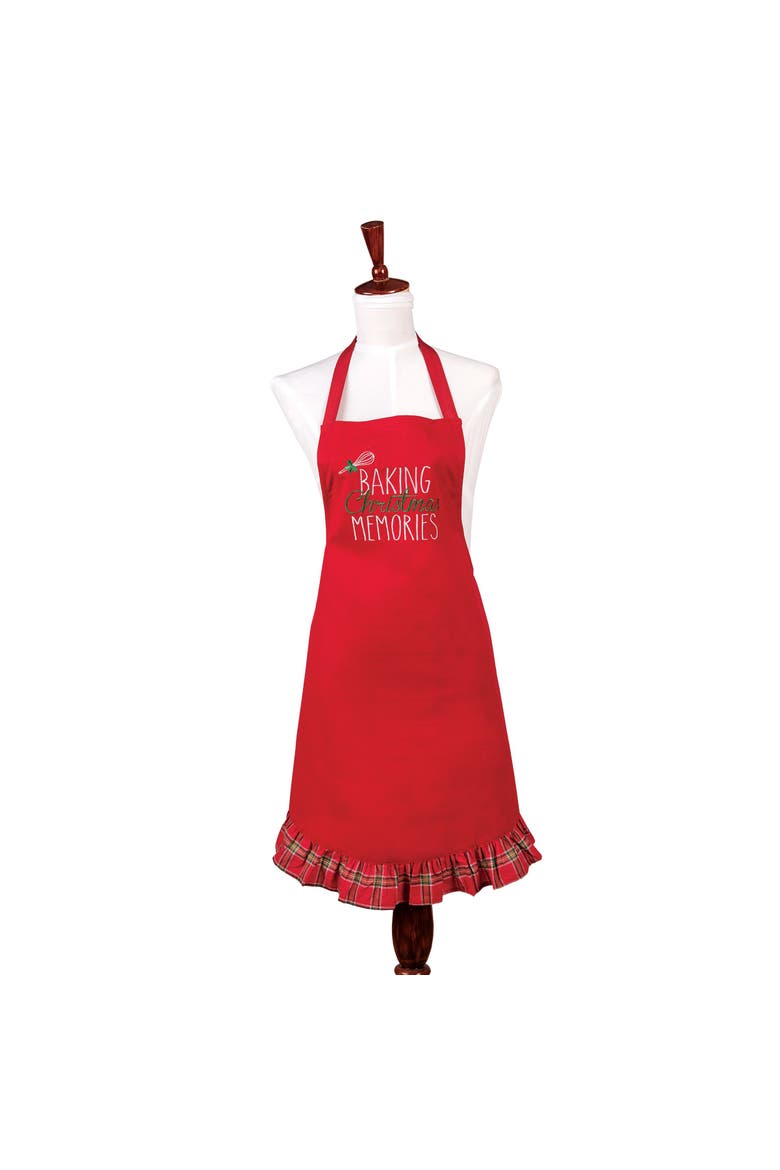 "Baking Christmas Memories" Embroidered Kitchen Cooking Baking Apron, Main, color, red
